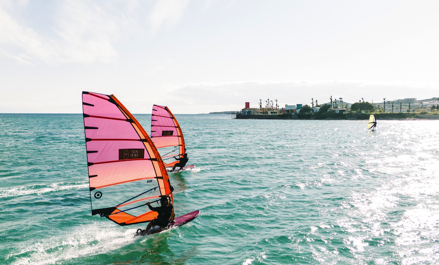 Windsurfers enjoying the Aegean breeze