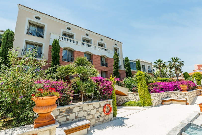 Antmare Hotel surrounded by flowering gardens